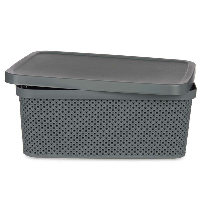 Storage Box with Lid Anthracite Plastic 13 L 28 x 15,5 x 39 cm (12 Units)