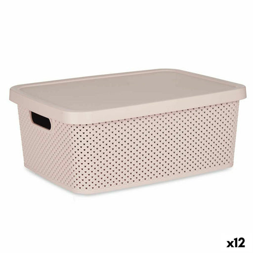 Storage Box with Lid Pink Plastic 13 L 28,5 x 15 x 38,5 cm (12 Units)