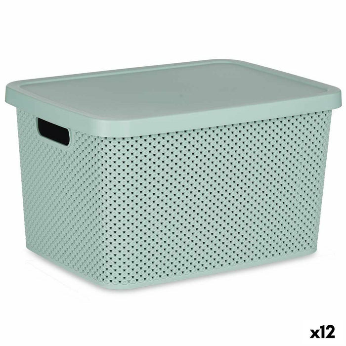 Storage Box with Lid Green Plastic 19 L 28 x 22 x 39 cm (12 Units)