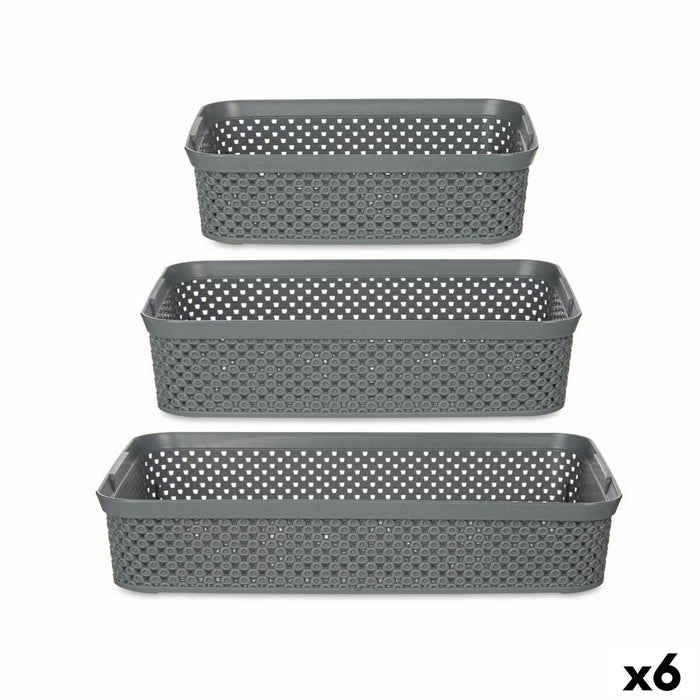 Set of organiser trays Rectangular Anthracite Plastic (6 Units)