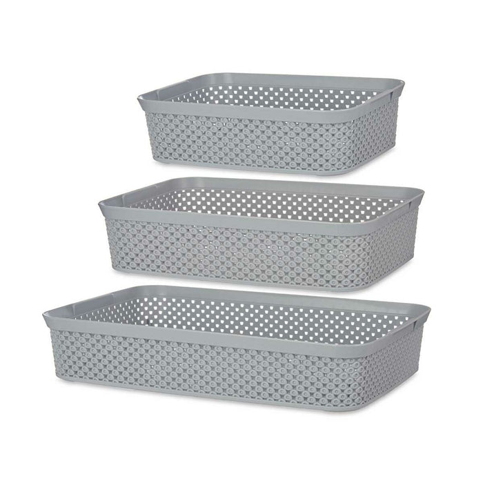 Set of organiser trays Rectangular Grey Plastic (6 Units)