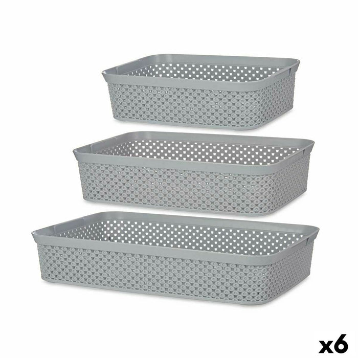 Set of organiser trays Rectangular Grey Plastic (6 Units)