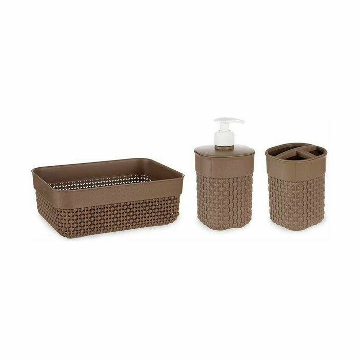 Bath Set Brown Plastic (12 Units)