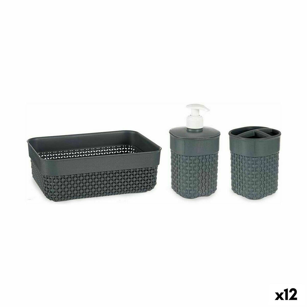 Bath Set Anthracite Plastic (12 Units)