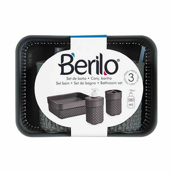 Bath Set Anthracite Plastic (12 Units)