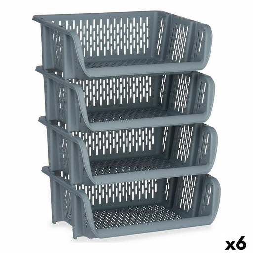 Shelves Fruit Bowl Stackable 4 Pieces Grey polypropylene 29 x 22 x 39 cm (6 Units)
