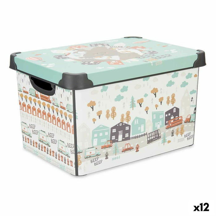 Storage Box with Lid Children's Road Plastic 17 L 27,5 x 22 x 36,5 cm (12 Units)