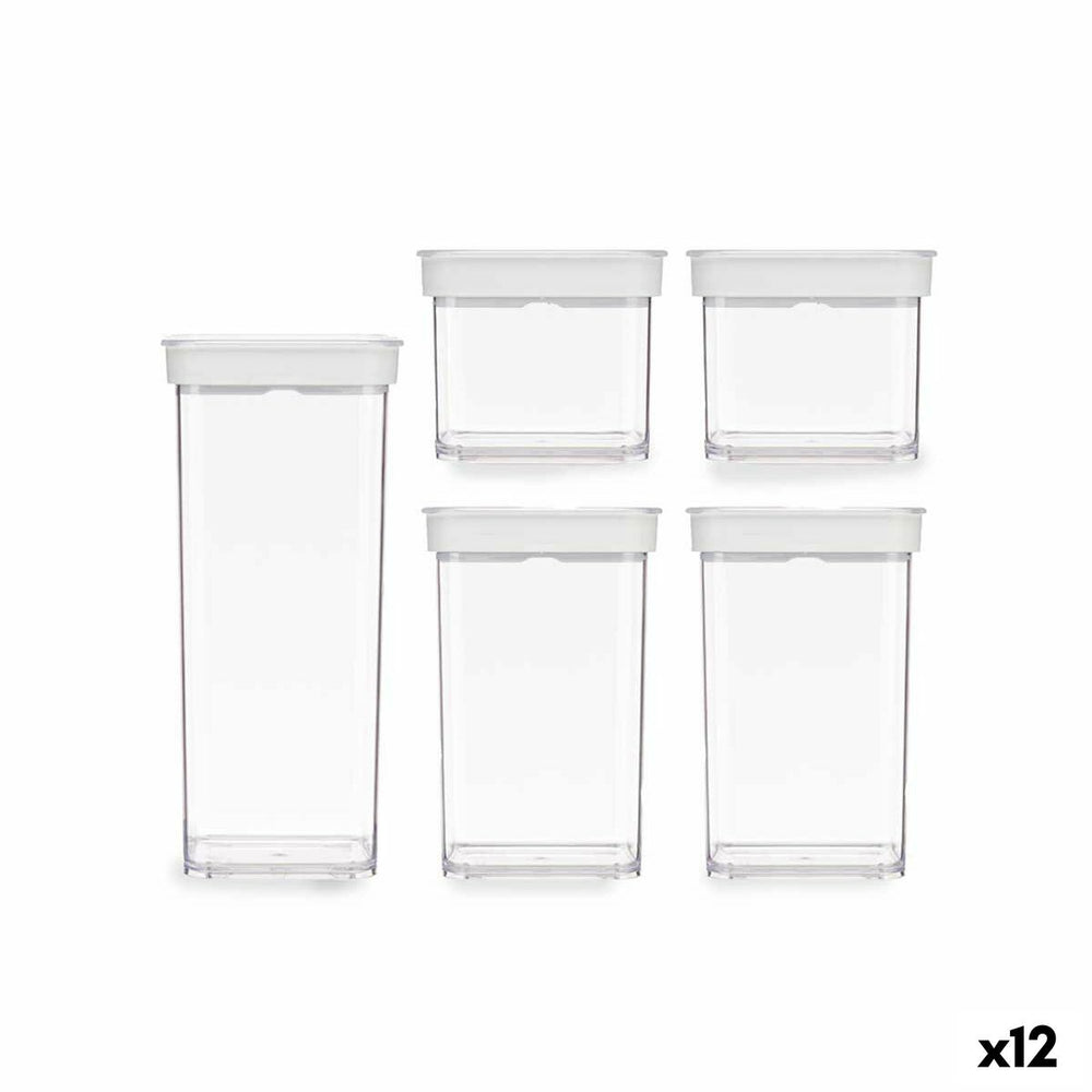 Set of Stackable Hermetically-sealed Kitchen Containers Transparent ABS (12 Units)