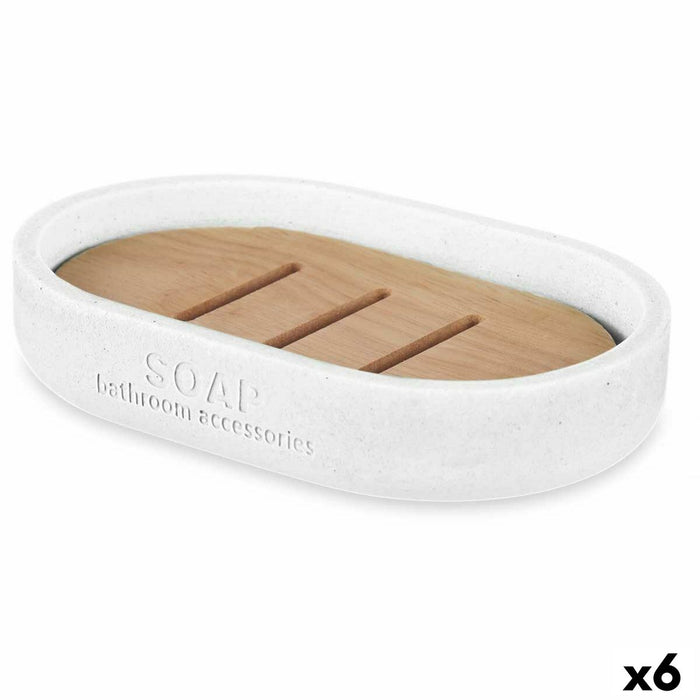 Soap dish White Resin Bamboo 12,5 x 2,5 x 8,5 cm (6 Units)