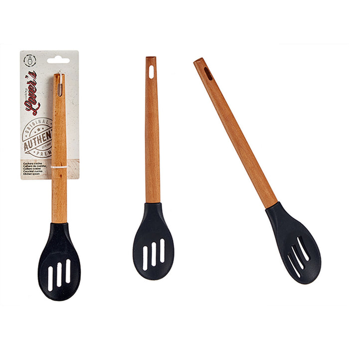 Spoon Black Silicone beech wood 6 x 1,8 x 30,5 cm (48 Units)