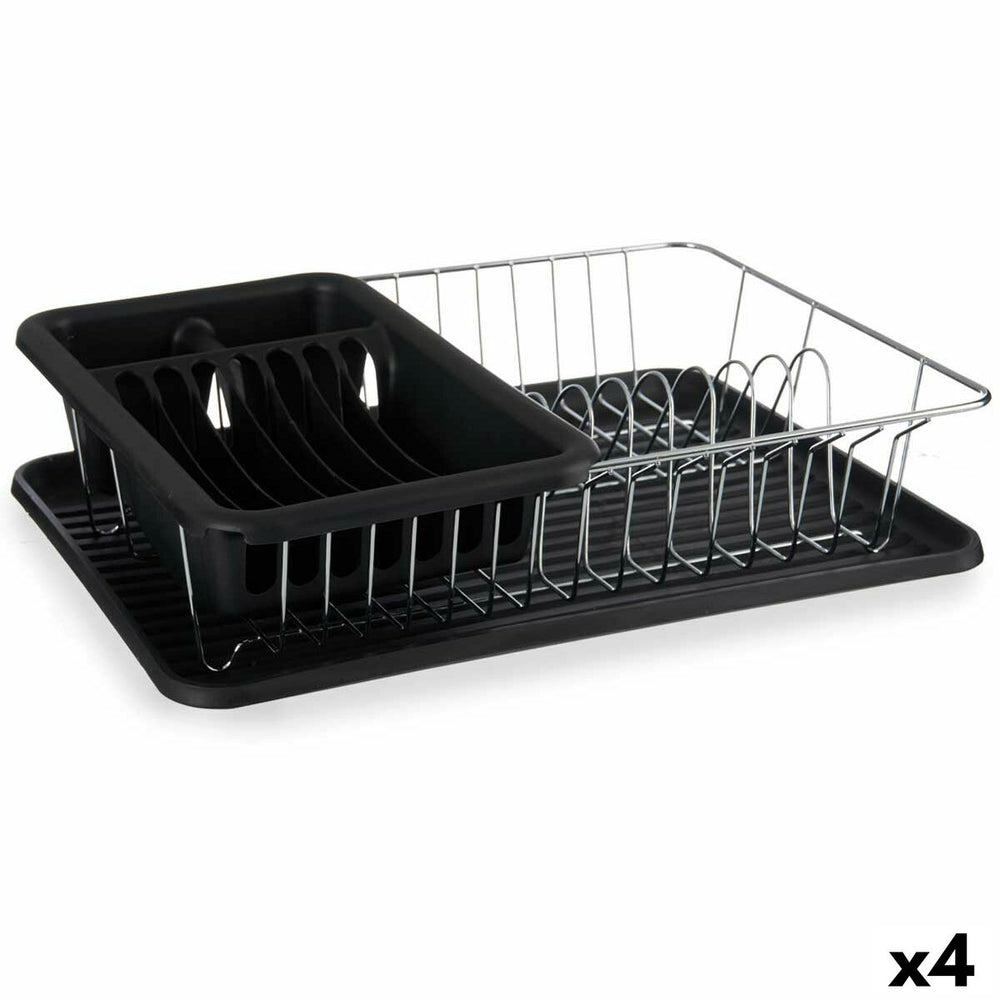 Draining Rack for Kitchen Sink Black Metal Plastic 43,5 x 11 x 33,5 cm (4 Units)