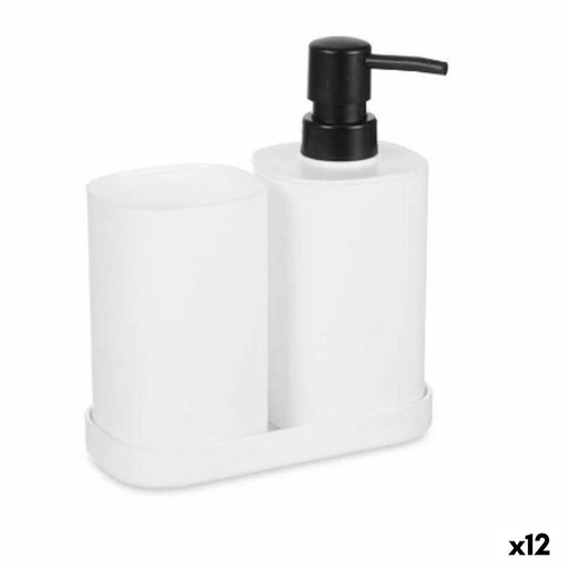 Bath Set White Black polypropylene (12 Units)