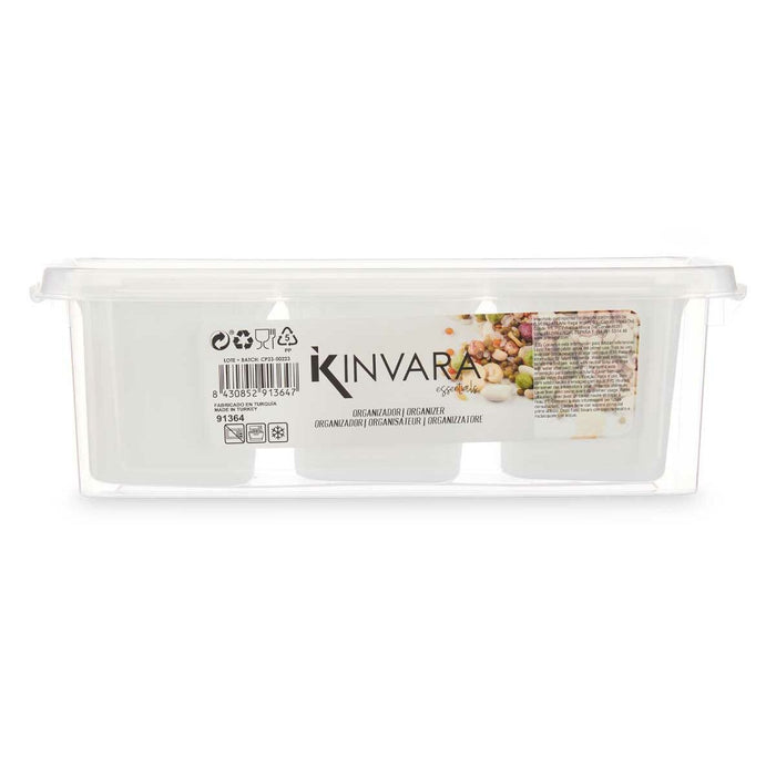 Fridge Organiser White Transparent Plastic 28,2 x 8,8 x 12 cm (12 Units)