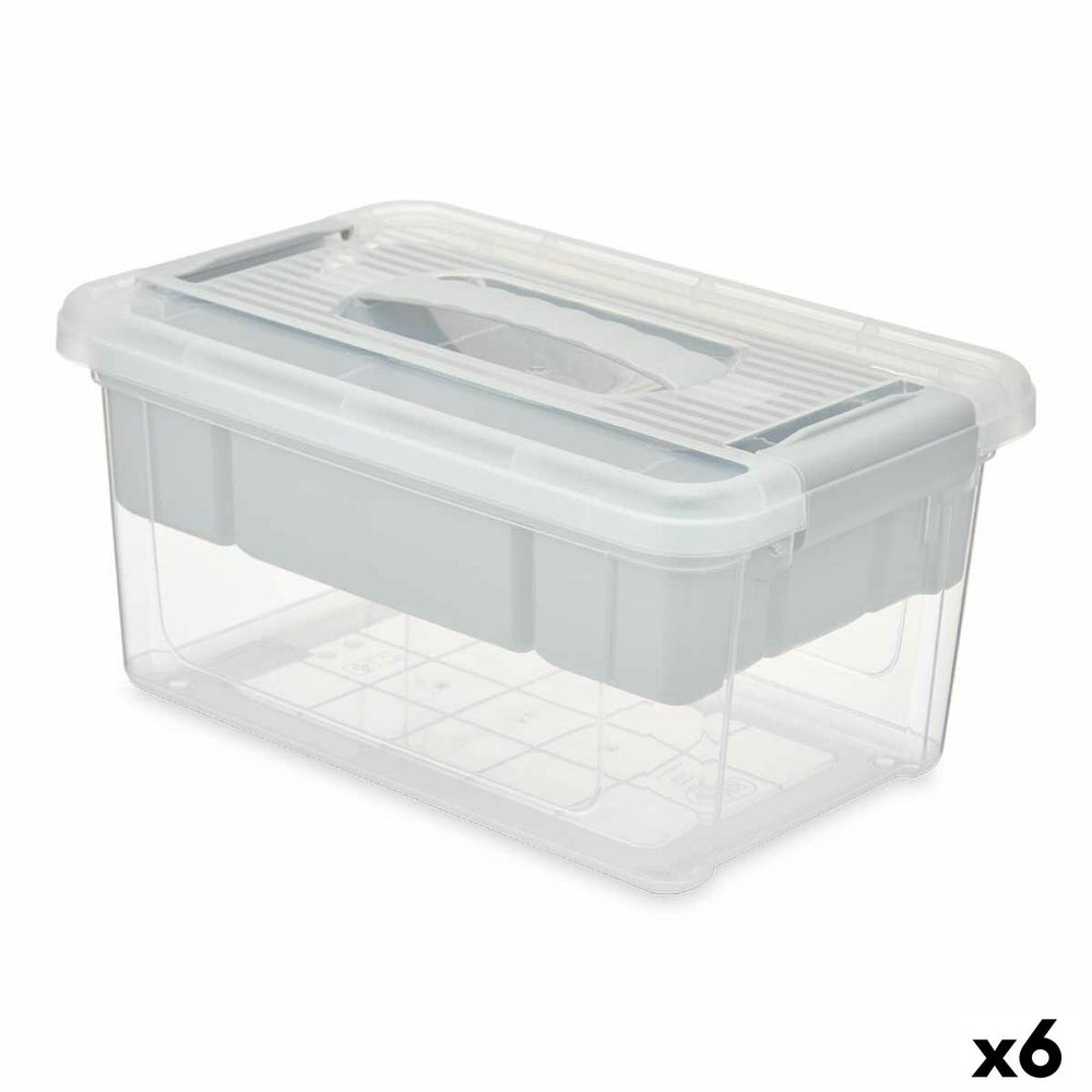 Multi-use Box Grey Transparent Plastic 5 L 29,5 x 14,5 x 19,2 cm (6 Units)