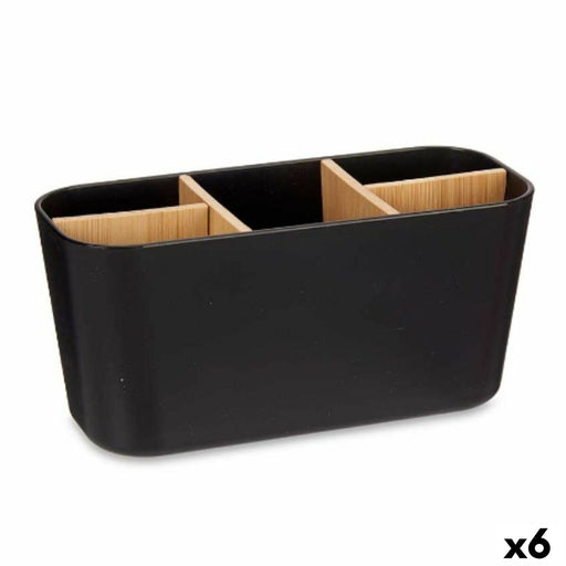 Toothbrush Holder Black Bamboo polypropylene 21 x 10 x 9 cm (6 Units)