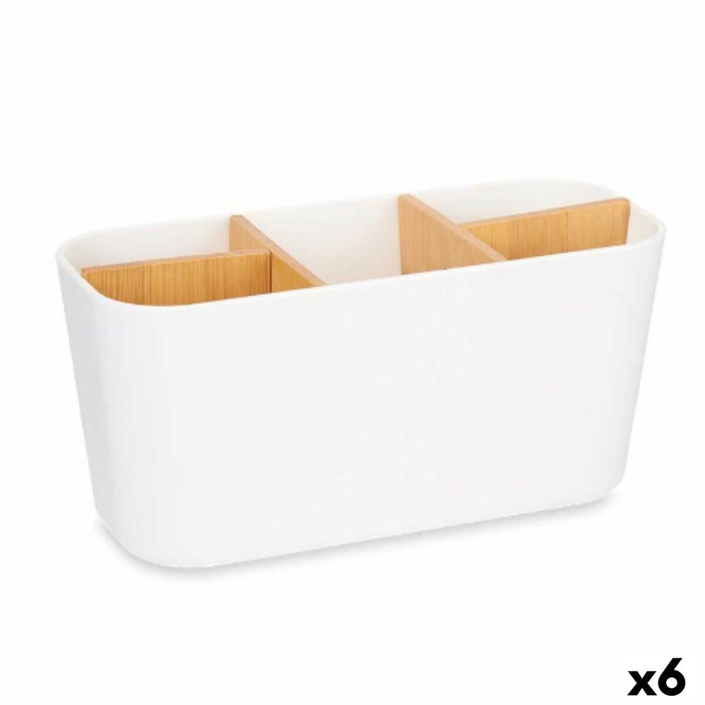 Toothbrush Holder White Bamboo polypropylene 21 x 10 x 9 cm (6 Units)