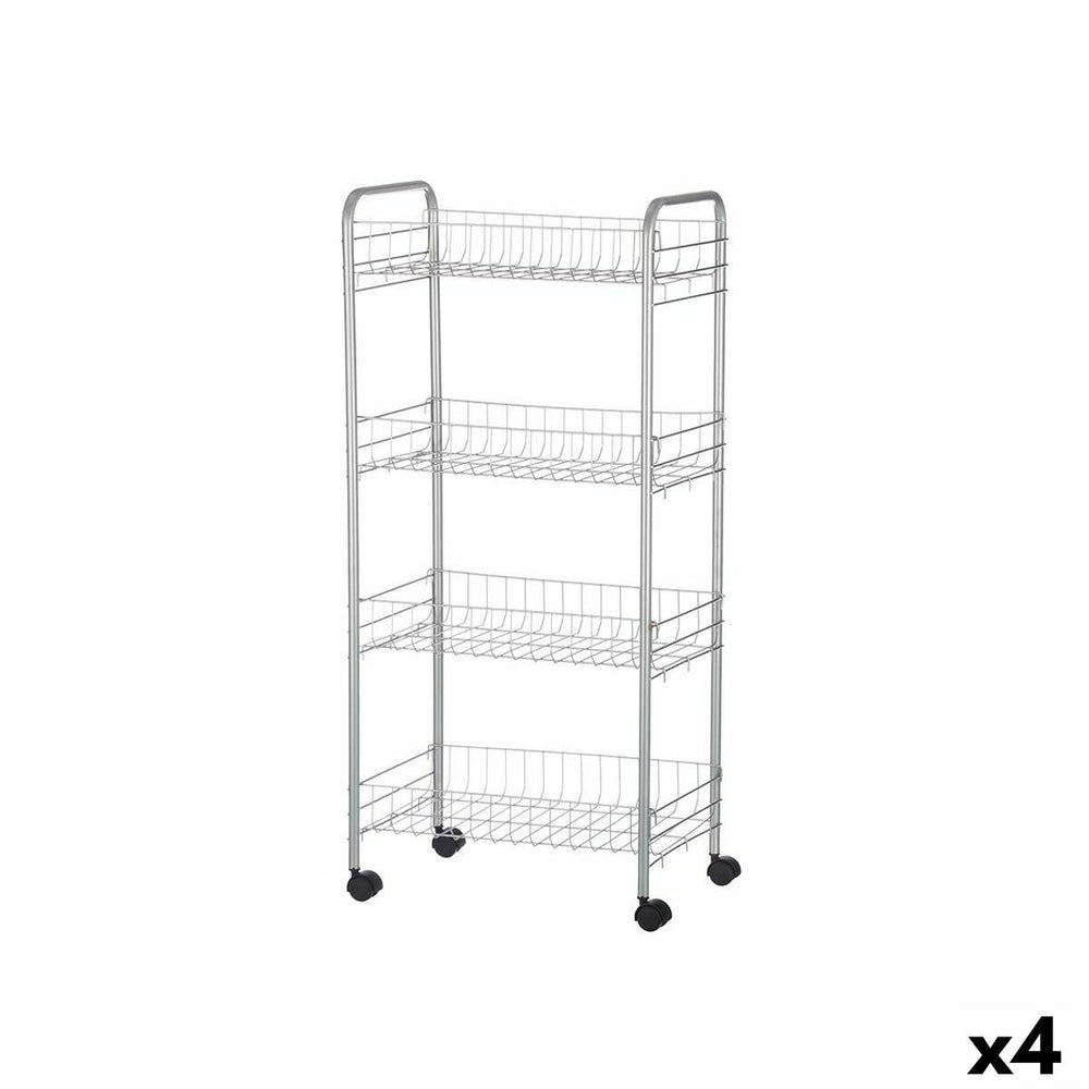 Vegetable trolley Silver Metal Plastic 37 x 27 x 82,5 cm (4 Units)