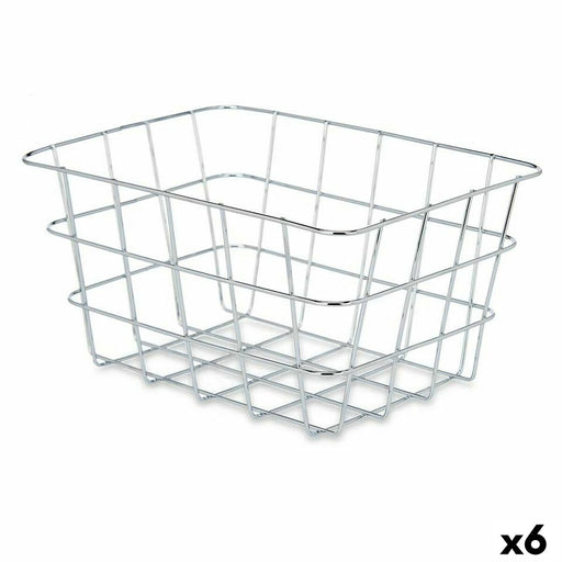 Multi-purpose basket Rectangular Silver Metal 24 x 12,5 x 18,5 cm (6 Units)