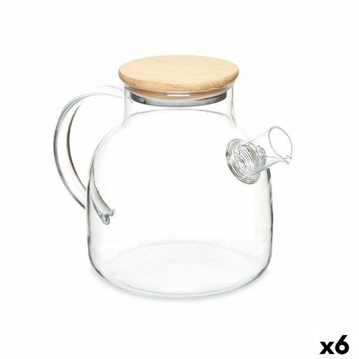 Mug with Infusion Filter Transparent Bamboo Borosilicate Glass 1,2 L (6 Units)