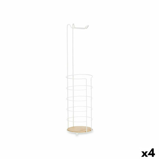 Toilet Roll Holder White Metal Bamboo 16,5 x 63,5 x 16,5 cm (4 Units)