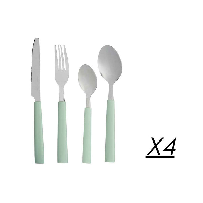 Cutlery Set Green Silver Stainless steel Plastic (6 Units)