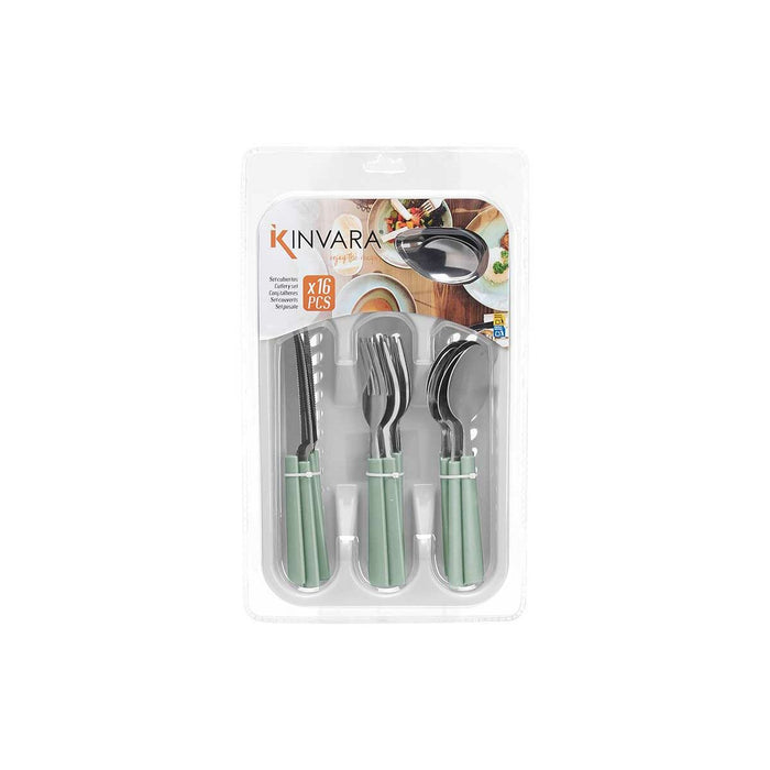 Cutlery Set Green Silver Stainless steel Plastic (6 Units)