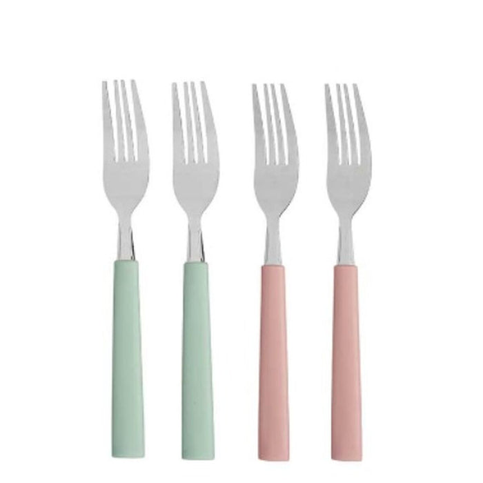 Fork Set Green Pink Silver Stainless steel Plastic 18,7 cm (12 Units)