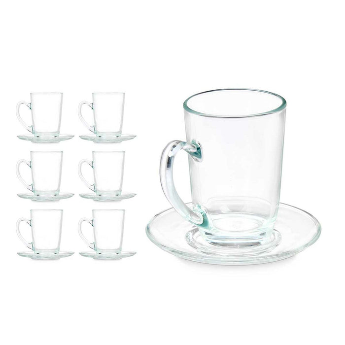 Cup with Plate Transparent Glass 200 ml (6 Units)