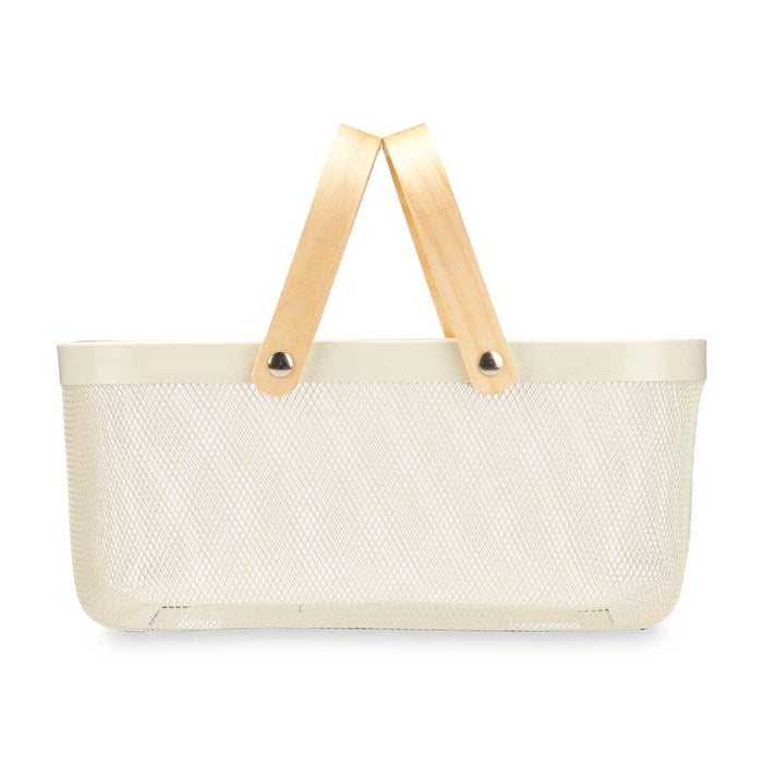 Basket White Wood Metal 42,5 x 18 x 26,5 cm (6 Units)