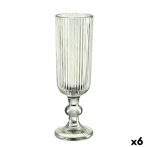 Champagne glass Stripes Green Glass 160 ml (6 Units)