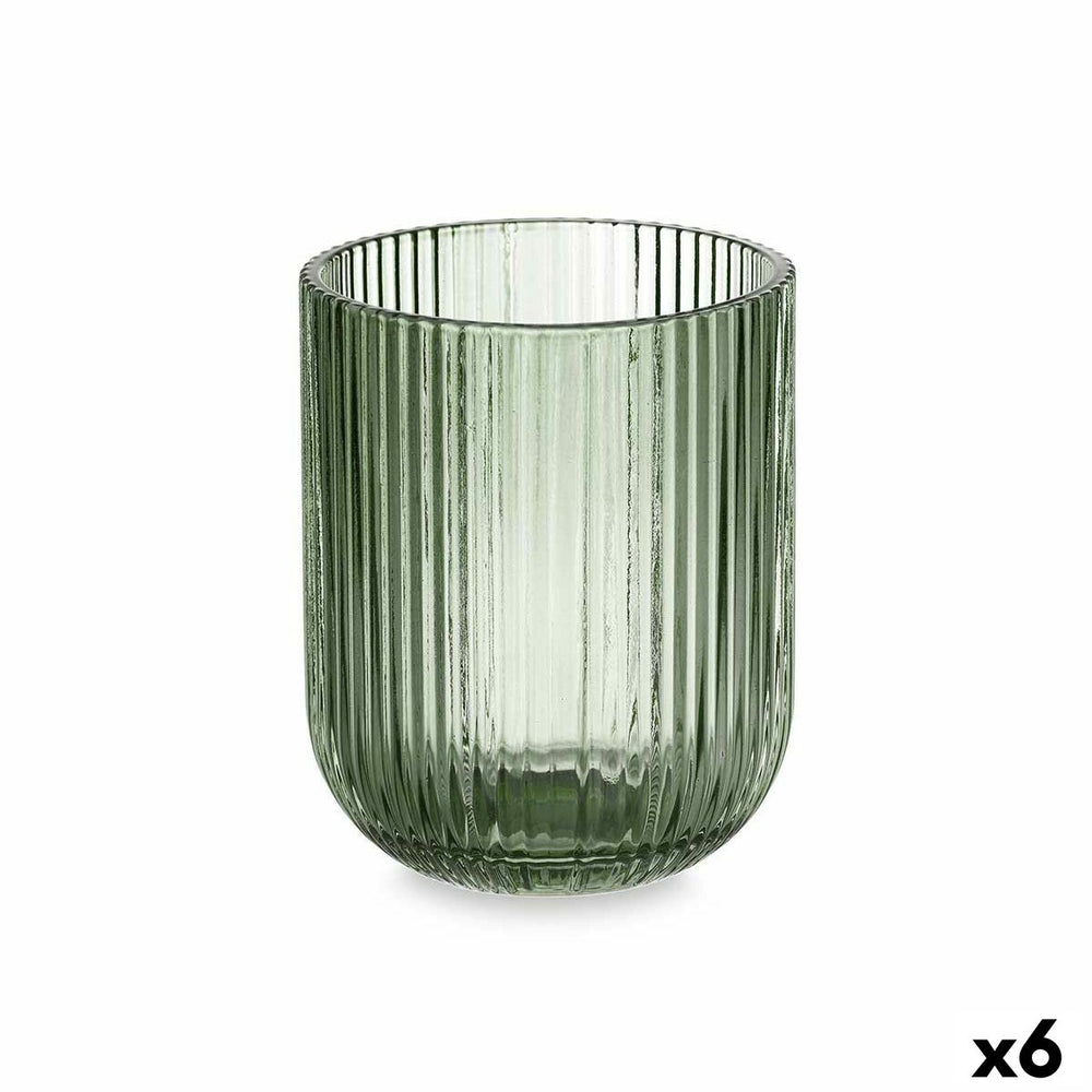 Glass Stripes Green Glass 270 ml (6 Units)