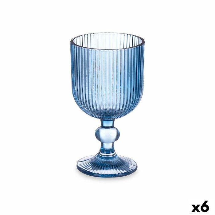 Wine glass Stripes Blue Crystal 260 ml (6 Units)