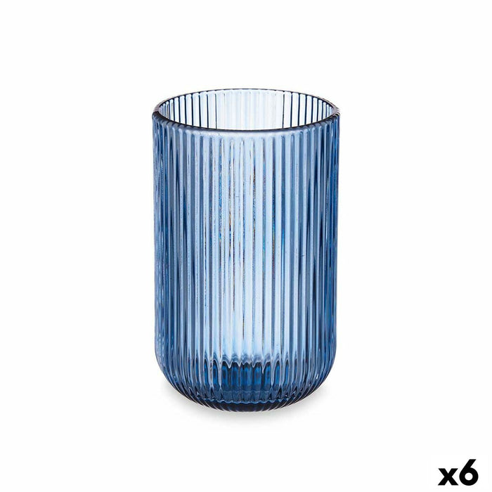 Glass Stripes Blue Glass 430 ml (6 Units)