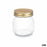 Jar Transparent Golden Metal Glass 300 ml 7,5 x 9 x 7,5 cm (36 Units)