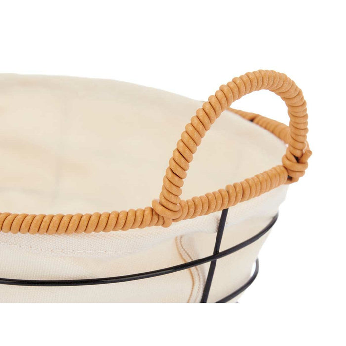 Multi-purpose basket With handles Oval Natural Metal Cloth 28,5 x 14 x 19,5 cm (24 Units)