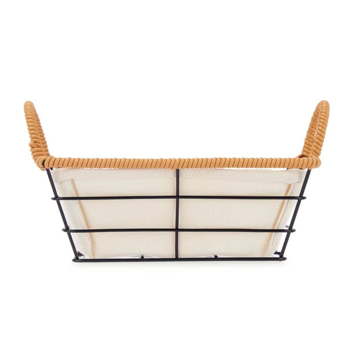 Multi-purpose basket With handles Squared Natural Metal Cloth 26 x 14 x 21,7 cm (24 Units)