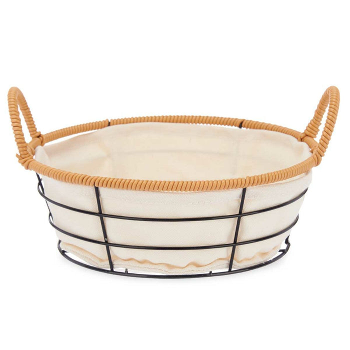 Multi-purpose basket With handles Circular Natural Metal Cloth 26,5 x 13,5 x 23 cm (24 Units)