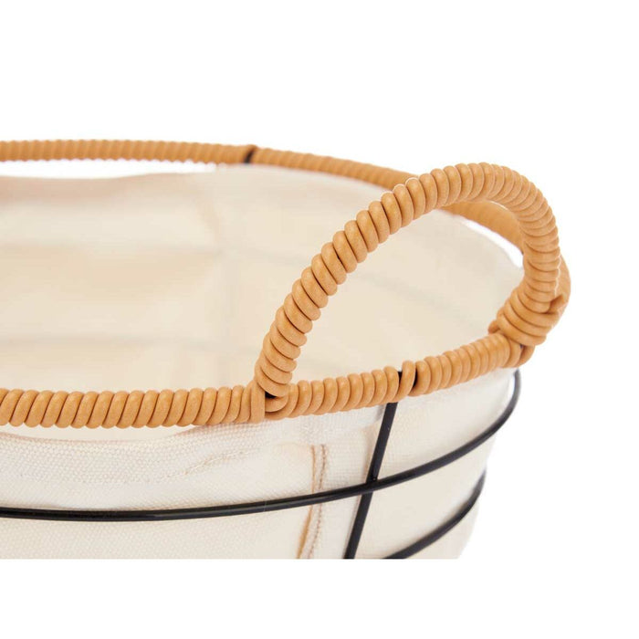 Multi-purpose basket With handles Circular Natural Metal Cloth 26,5 x 13,5 x 23 cm (24 Units)