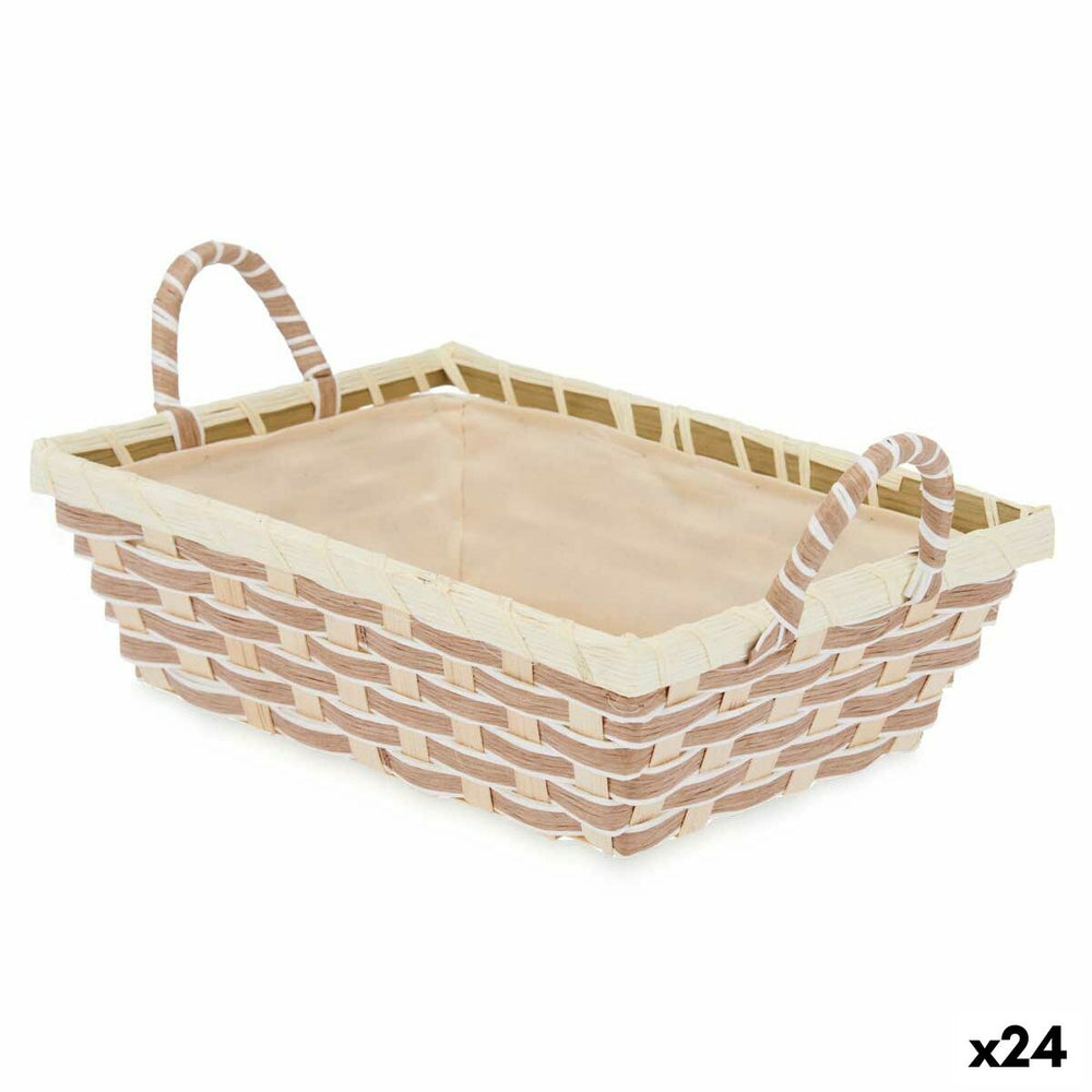 Multi-purpose basket With handles Rectangular Braiding Natural Metal Cloth 30,5 x 13 x 19 cm (24 Units)