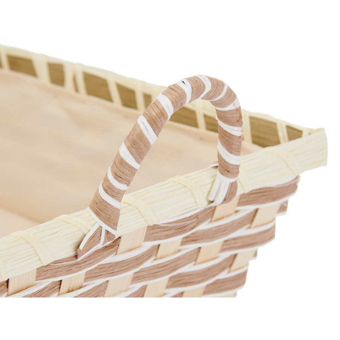 Multi-purpose basket With handles Rectangular Braiding Natural Metal Cloth 30,5 x 13 x 19 cm (24 Units)