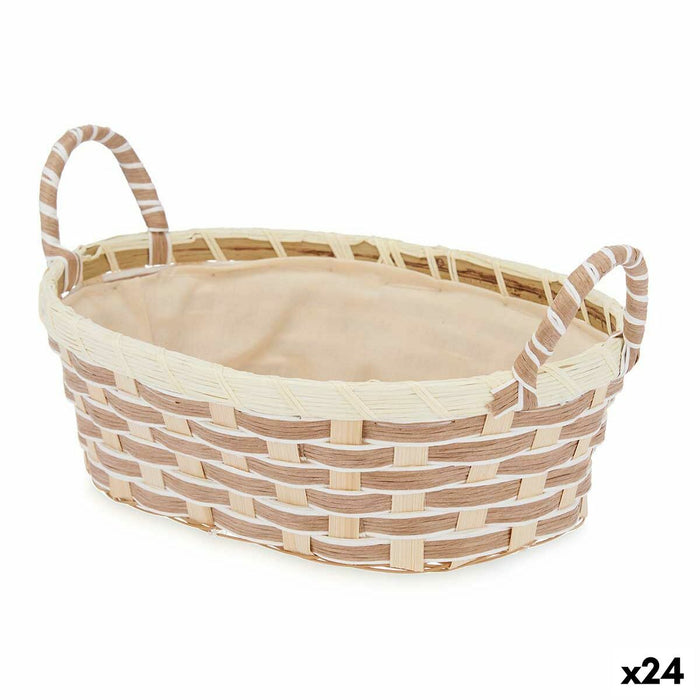 Multi-purpose basket With handles Oval Braiding Natural Metal Cloth 30 x 14 x 21 cm (24 Units)