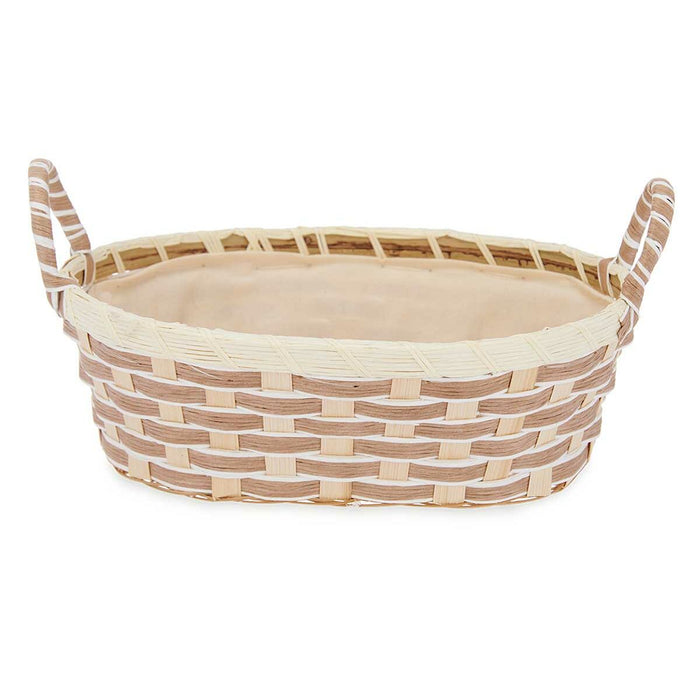 Multi-purpose basket With handles Oval Braiding Natural Metal Cloth 30 x 14 x 21 cm (24 Units)