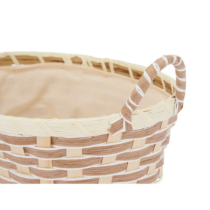 Multi-purpose basket With handles Oval Braiding Natural Metal Cloth 30 x 14 x 21 cm (24 Units)