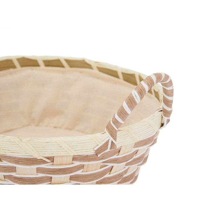 Multi-purpose basket With handles Circular Braiding Natural Metal Cloth 26,5 x 12,5 x 23 cm (24 Units)