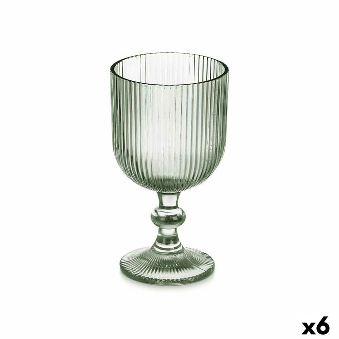 Wineglass Stripes Green Glass 370 ml (6 Units)