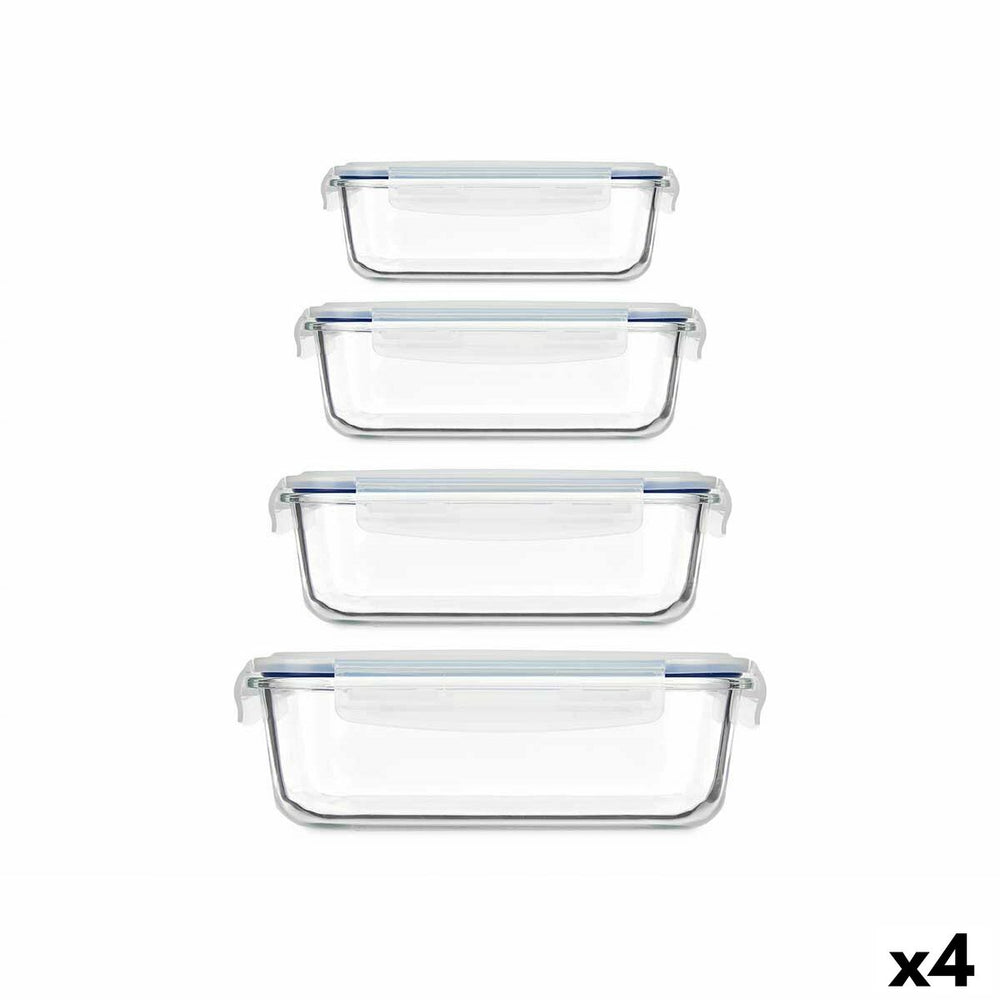 Set of lunch boxes Transparent Silicone Borosilicate Glass (4 Units)