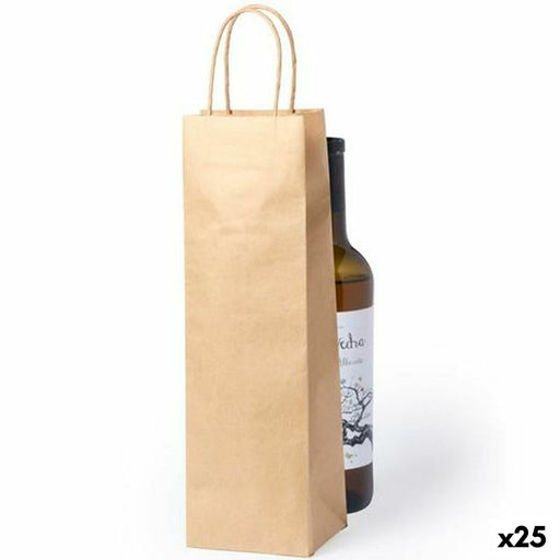 Paper Bag Fama Brown With handles 10 x 10 x 36 cm (25 Units)