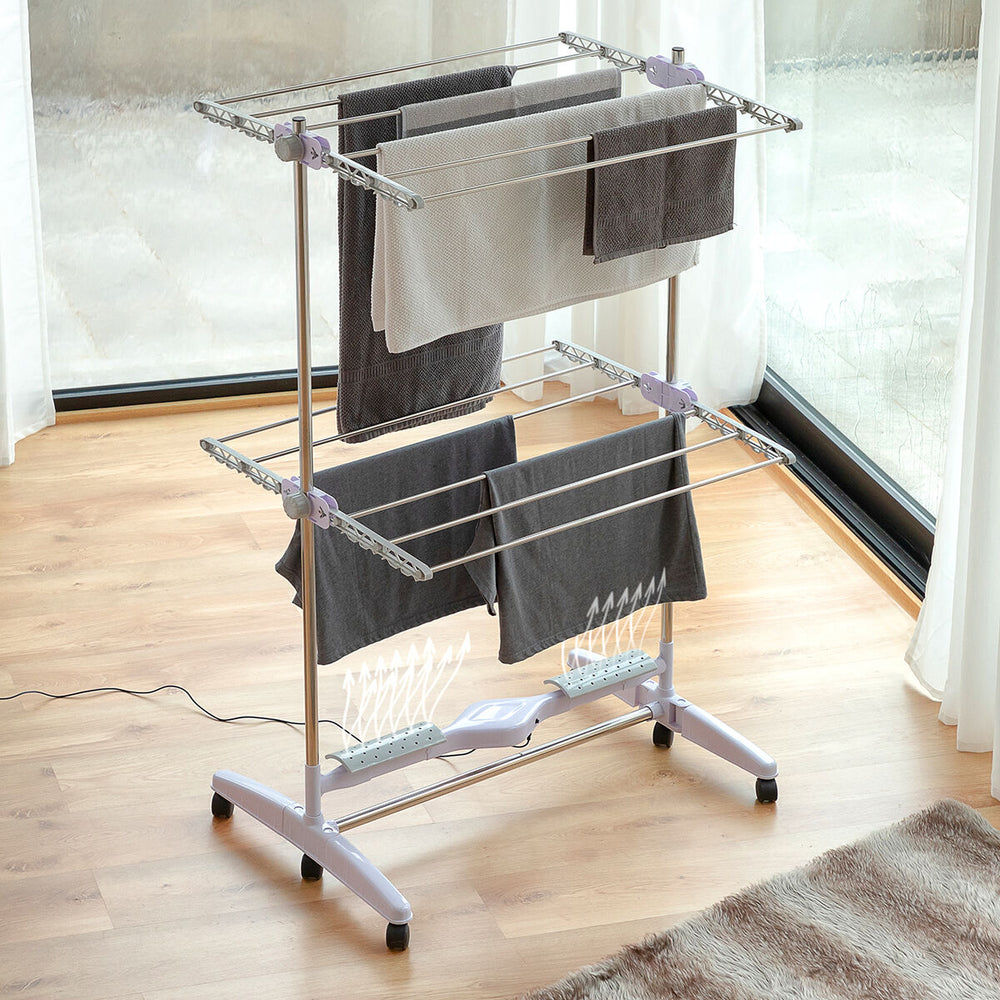 Folding Electric Drying Rack with Air Flow Breazy InnovaGoods (12 Bars) 24W