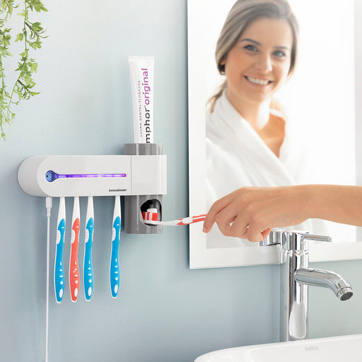 UV Toothbrush Steriliser with Stand and Toothpaste Dispenser Smiluv InnovaGoods