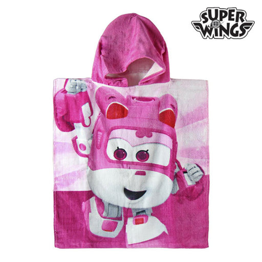 Pink Super Wings Hooded Poncho Towel